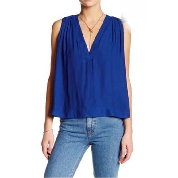 Free People Cobalt Blue Sleeveless Flowy Tank Top - Picture 2 of 3
